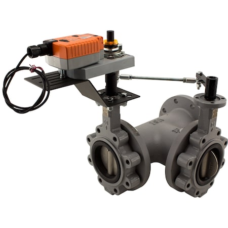 Valve Solutions Inc (Vsi) 3" 3-Way Butterfly Valve, with 24VAC modulating electric actuator, Configuration 3 3S2110SS-03/AFB24-SR-3